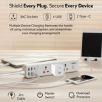 Regal Extension Board 3 Universal Sockets, 4 USB + 2 Type-C Fast Charging, 2500W