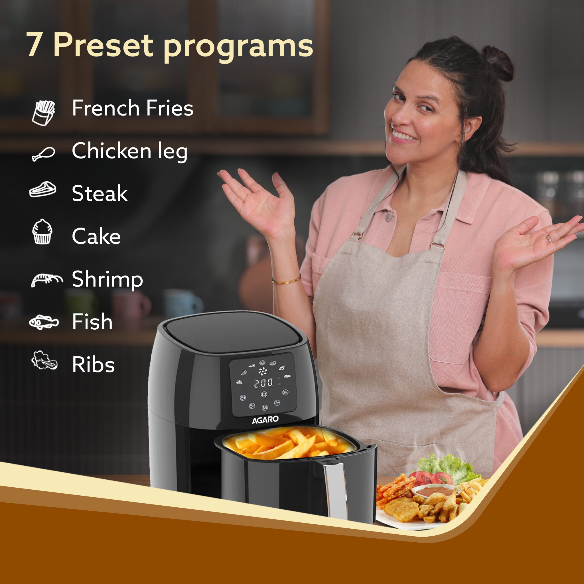 Sapphire Digital Air Fryer for Home | 4.5L Electric Air Fryer Oven – Agaro