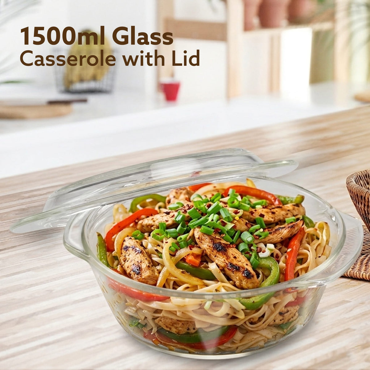 Elite Glass Casserole With Lid - 1500ml