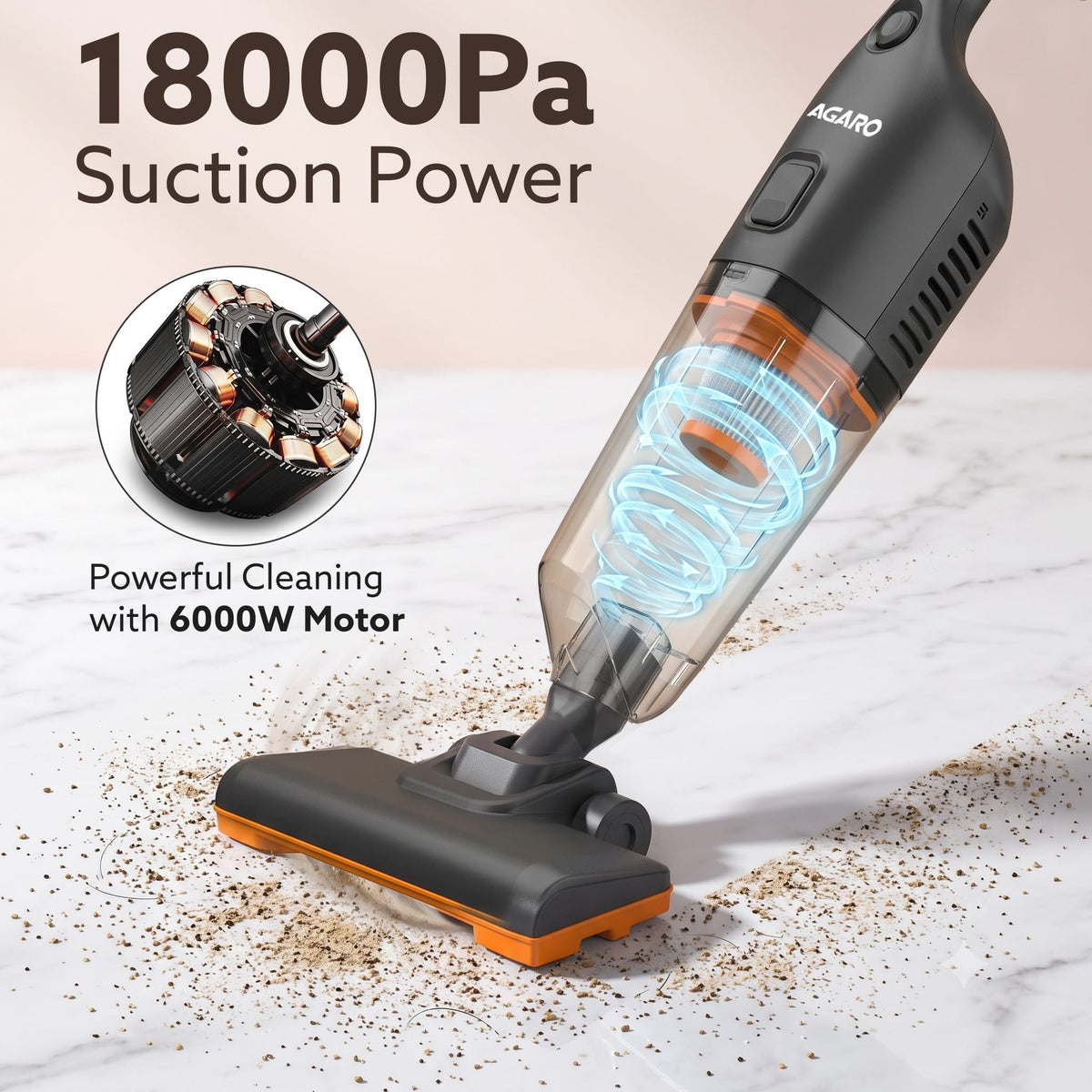 Aspira Stick Vacuum Cleaner for Home, 3-in-1 Vacuum & Mop, 600W Motor, 18kPa Suction