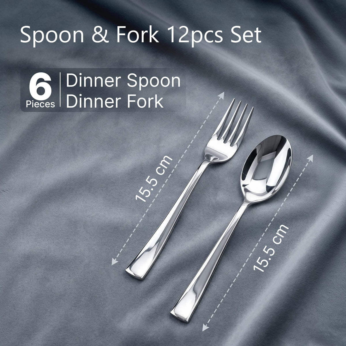 Elite Spoon and Fork Set 12 Pieces, Premium Stainless Steel Cutlery Set with 6 Spoons and 6 Forks, Mirror Finish, Food Grade, Rust Proof, Dishwasher Safe Tableware for Home, Kitchen and Dining