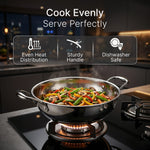 Regency 28 cm Triply Stainless Steel Kadai with Lid, 4L