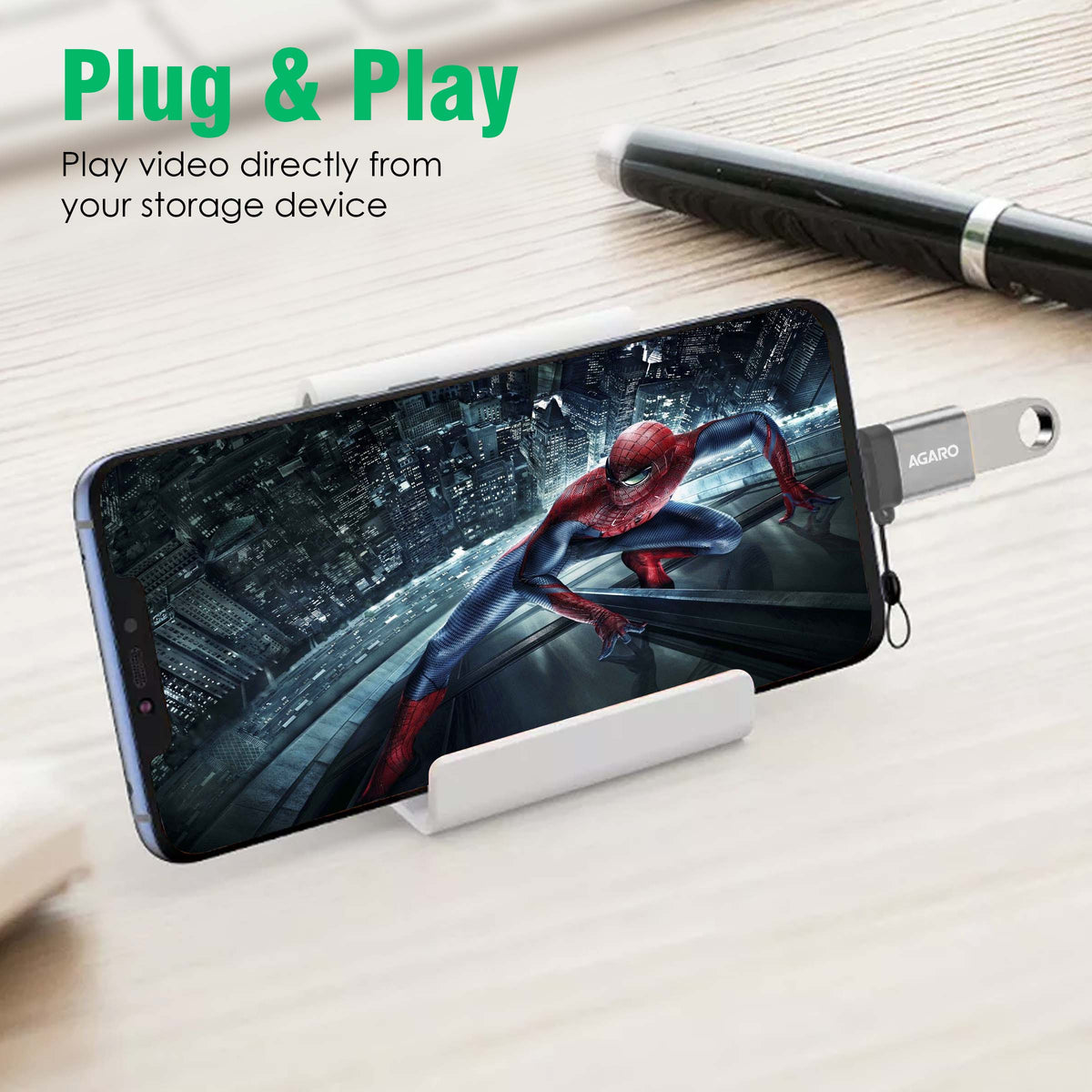 Micro USB to USB A Female OTG Adapter- (Metallic Grey)