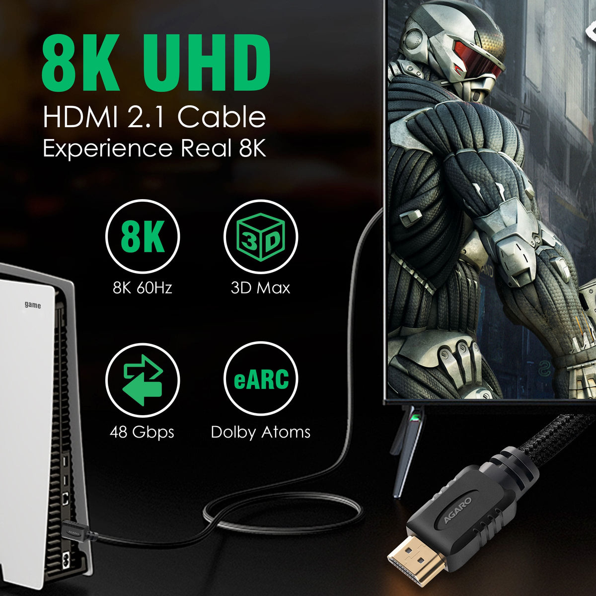 HDMI Cable 3 Meters, 2.1 Premium High Speed