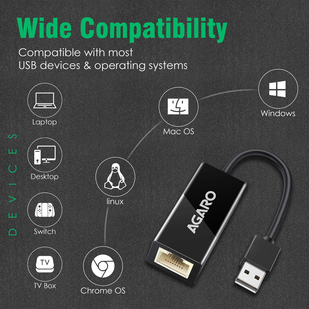 Ethernet Adapter USB 2.0 To 10/100MHZ Network RJ45 LAN Wired Adapter, Plug & Play, Compatible With Nintendo Switch Macbook Chrome Book Windows Mac OS Surface Linux For Laptop Black