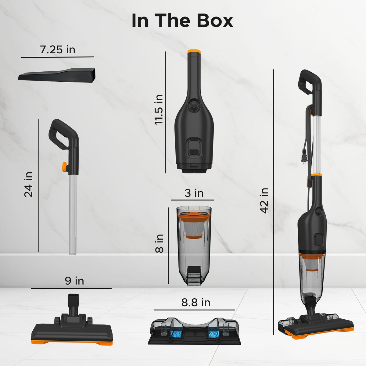 Aspira Stick Vacuum Cleaner for Home, 3-in-1 Vacuum & Mop, 600W Motor, 18kPa Suction