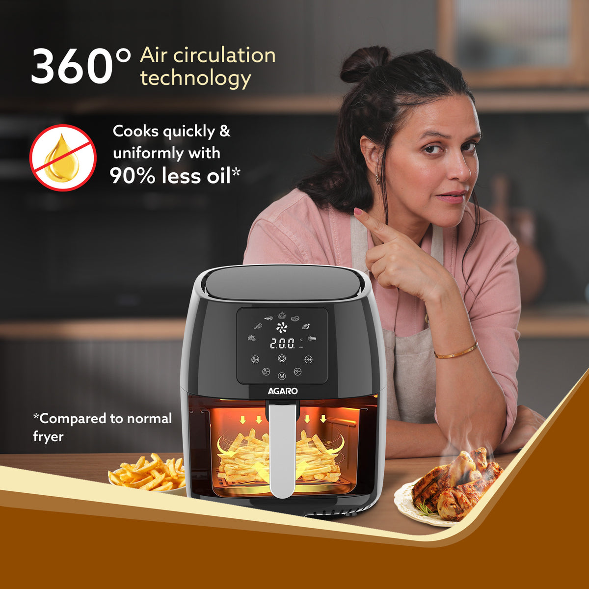 Sapphire Digital Air Fryer for Home | 4.5L Electric Air Fryer Oven – Agaro