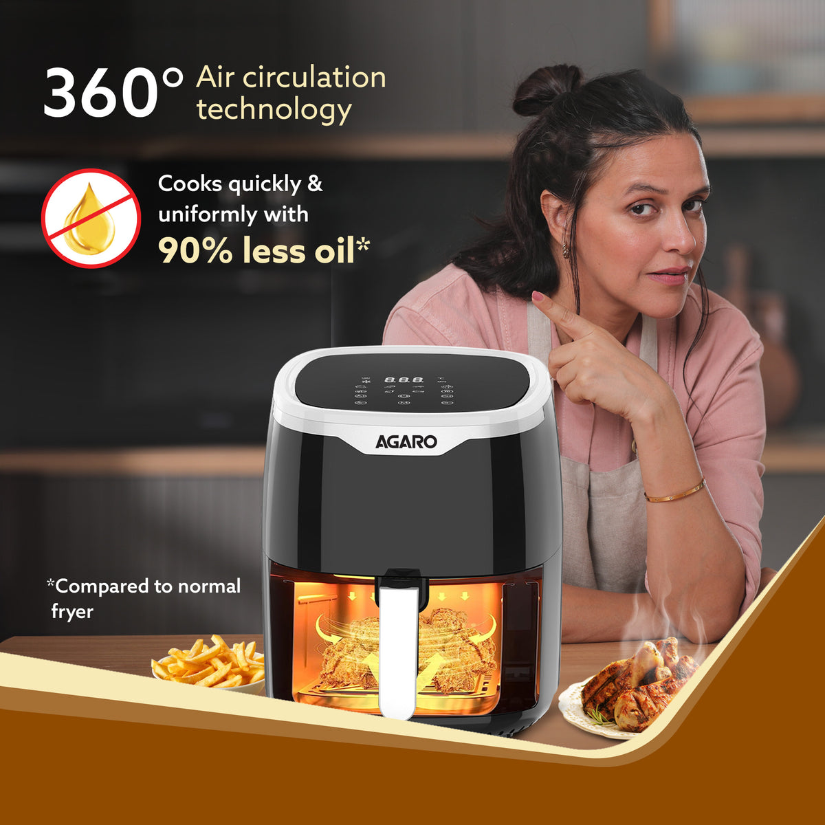 Galaxy Digital Air Fryer For Home, 4.5L, Electric Air Fryer – Agaro