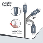 Micro Usb Charging & Data Tough Nylon Braided Cable For Android Smartphones 1.0 Meters, Grey, 1M