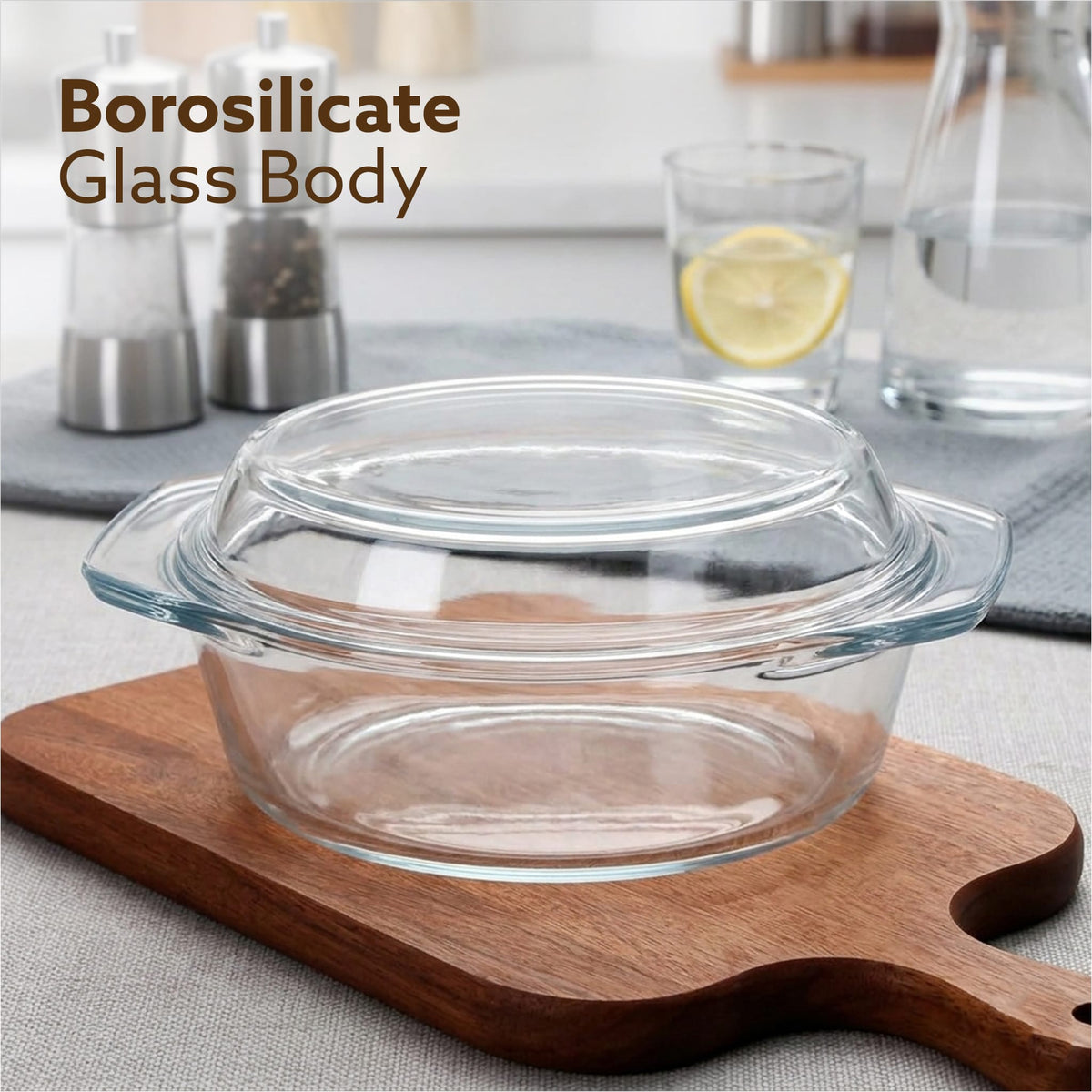 Elite Glass Casserole With Lid - 1500ml