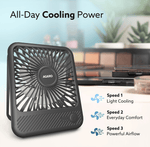 Primo Rechargeable Portable Desk Fan, Mini Fan with USB Type-C, 3 Speeds, Foldable Adjustable Stand, Long-Lasting Battery, Quiet Personal Cooling for Home, Office & Travel