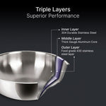 Regency 28 cm Triply Stainless Steel Tasla with Lid, 4L
