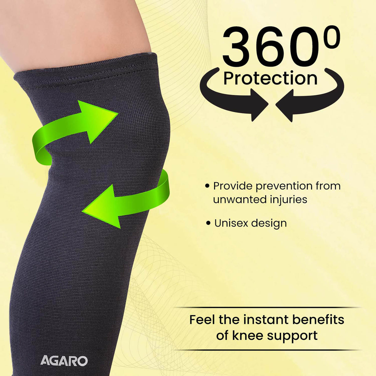 Tubular Stretchable Knee Cap,  Breathable Fabric, Uniform Compression, Relieves Muscle Pain, Joint Pain, Injury Recovery, For Workout, Running, For Men And Women, XL, Black, Pack of 2