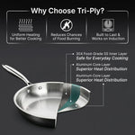 Regency 26 cm Triply Stainless Steel Fry Pan with Lid (2.3L)