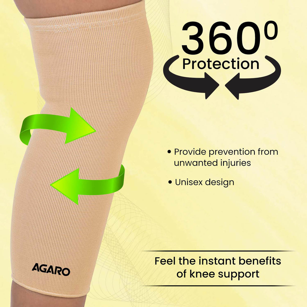 Tubular Stretchable Knee Cap,  Breathable Fabric, Uniform Compression, Relieves Muscle Pain, Joint Pain, Injury Recovery, For Workout, Running, For Men And Women, XL, Beige, Pack of 2