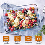 Elite Borosilicate Glass Baking Tray for Kitchen, 1600 ml, Baking Dish, Serving Bowl, Oven & Microwave, Dishwasher and Freezer safe, Rectangle, Transparent, Glass Bowl Container