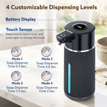 Elite Automatic Soap Dispenser, 420ml Touchless Foaming Hand Wash Dispenser, Digital Display, Wall Mount, Rechargeable 1200mAh Battery, IPX5 Water Resistant, for Bathroom, Kitchen & Office