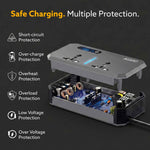 Elite 200W Car Power Inverter, 7-in-1 Converter with PD36W Type-C, QC3.0 30W USB-A, 2 AC Outlets, Car Outlet, Master Switch & LCD Display for Laptops & Phones