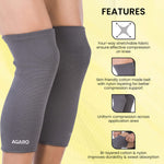 Tubular Stretchable Knee Cap,  Breathable Fabric, Uniform Compression, Relieves Muscle Pain, Joint Pain, Injury Recovery, For Workout, Running, For Men And Women, XXL, Grey, Pack of 2