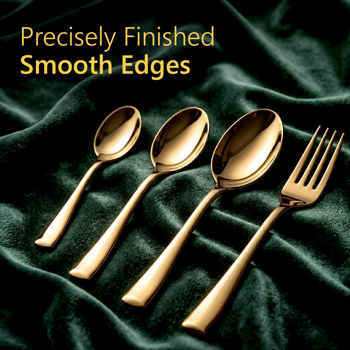 Regal 24 Pieces Gold Stainless Steel Cutlery Set for Dining Table, Premium Mirror Finish, 6 Tea Spoons, 6 Dinner Spoons, 6 Dinner Forks & 6 Dessert Spoons, Food Grade, Rust Resistant