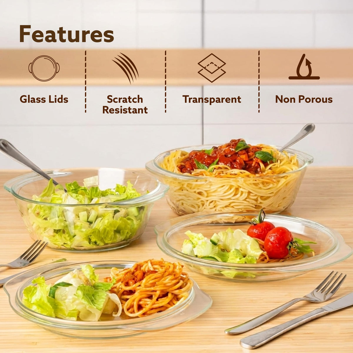 Elite Glass Casserole With Lid - 1500ml