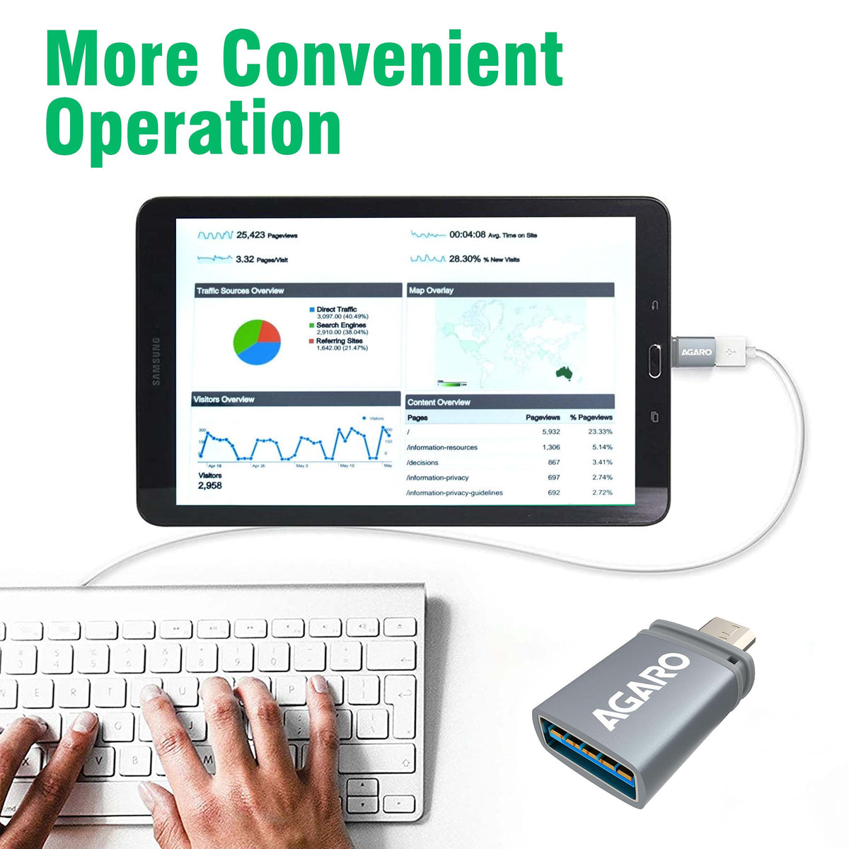 Micro USB to USB A Female OTG Adapter- (Metallic Grey)