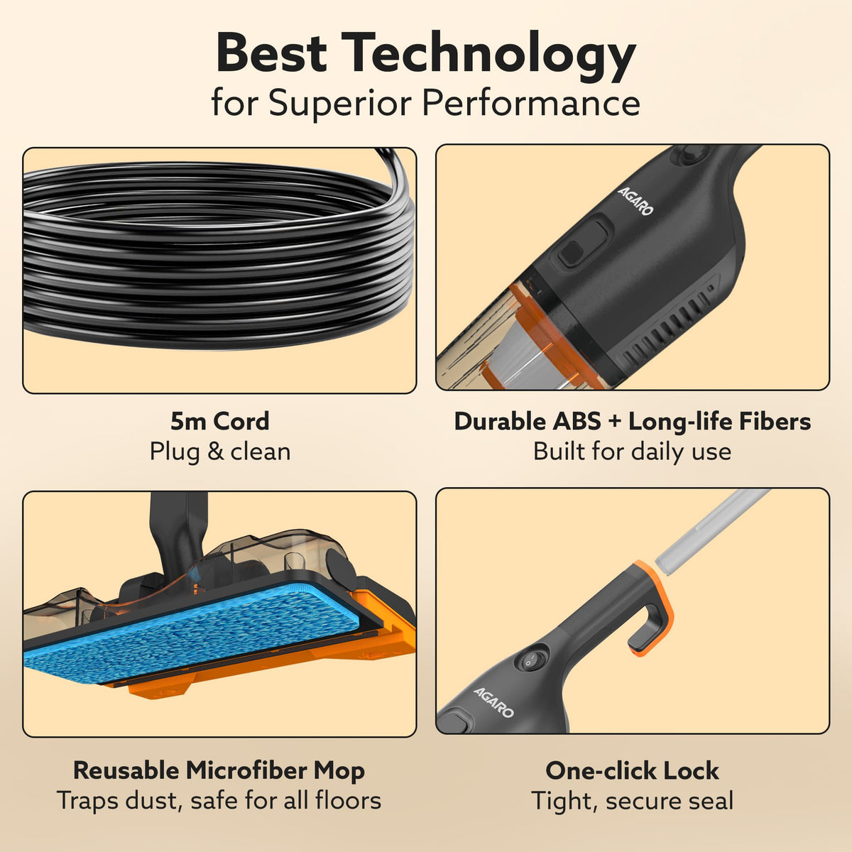 Aspira Stick Vacuum Cleaner for Home, 3-in-1 Vacuum & Mop, 600W Motor, 18kPa Suction