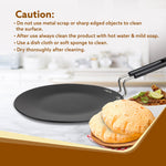Elite Hard Anodised Tawa, 25 cm Diameter, Riveted handle, 3 mm thick plate, Gas & Induction Oven Compatible, Cooking, Cookware, Black