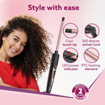 Round Chopstick Curler, With 10 MM Barrel, Rod, Tong, Chopstick Round Hair Curler, Ceramic Coated Plates, Cool Touch Tip, Fast Heating, For Men Women, Maggie Curl, Styling (HC7017, Rose Gold & Black)