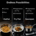 Regency Triply Cookware Set of 3, 24 cm Kadai (2.7L), 24 cm Fry Pan (2.2L) & 16 cm Saucepan (1.5L)