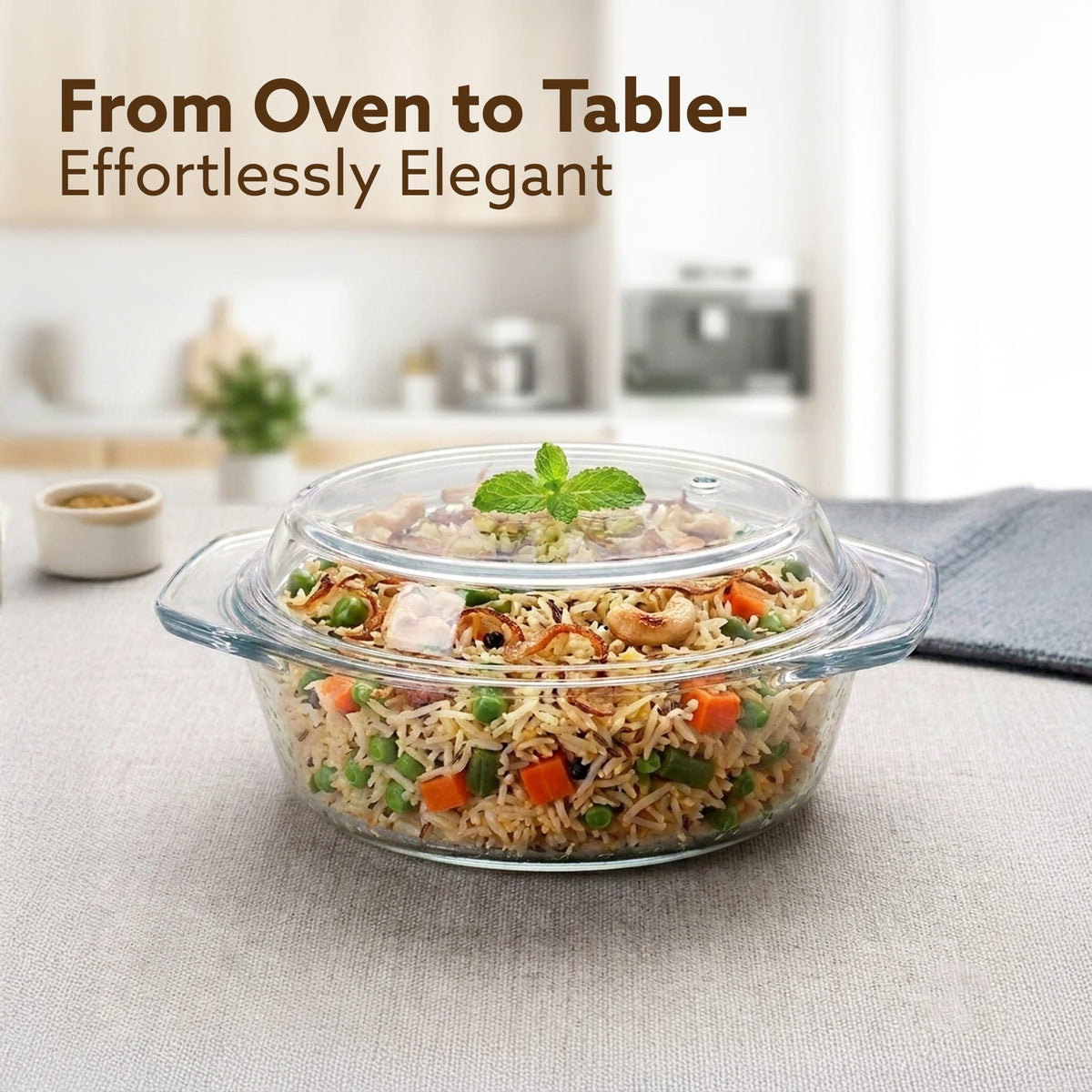 Elite Glass Casserole With Lid - 1500ml