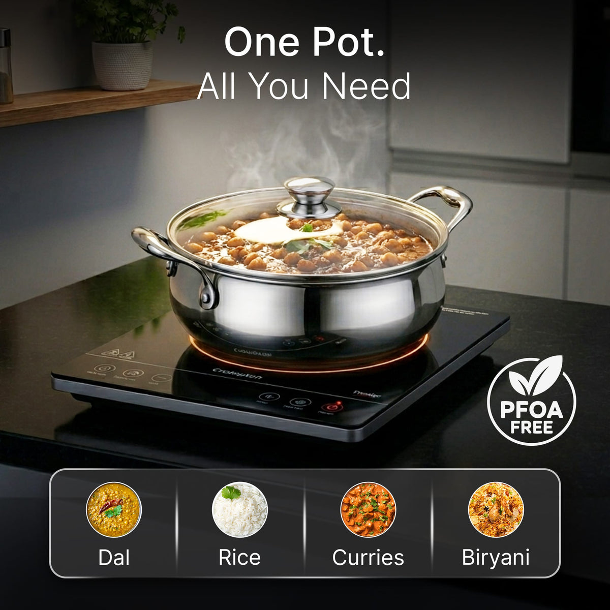 Regency 3.5 L Triply Stainless Steel Handi with Glass Lid, Tri-Ply Induction & Gas Compatible, Even Heat Distribution, Non-Toxic Steel Cookware, Biryani Pot for Rice, Curry & Daily Cooking