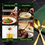 Regal 24 Pieces Gold Stainless Steel Cutlery Set for Dining Table, Premium Mirror Finish, 6 Tea Spoons, 6 Dinner Spoons, 6 Dinner Forks & 6 Dessert Spoons, Food Grade, Rust Resistant