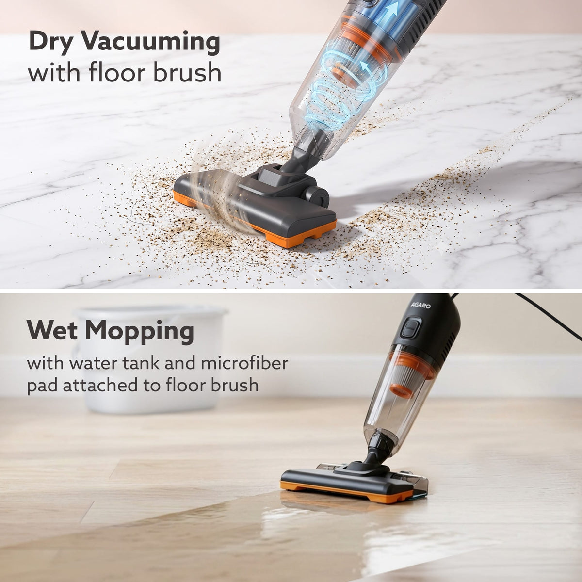 Aspira Stick Vacuum Cleaner for Home, 3-in-1 Vacuum & Mop, 600W Motor, 18kPa Suction