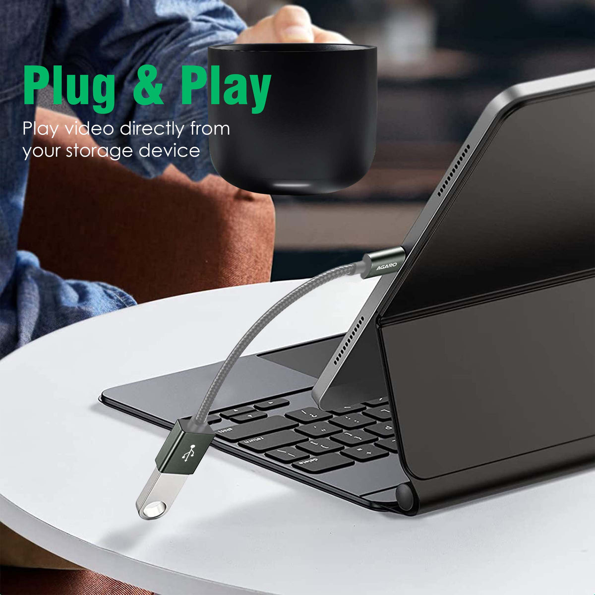 USB Type C to USB 3.0 OTG Cable, Adapter, Connector, Fast Charging, Data Transfer Speed Up to 10 GBPS, Compatible with Laptops, Tablets, Smartphone and Chargers
