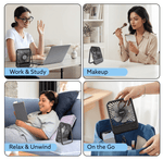 Primo Rechargeable Portable Desk Fan, Mini Fan with USB Type-C, 3 Speeds, Foldable Adjustable Stand, Long-Lasting Battery, Quiet Personal Cooling for Home, Office & Travel