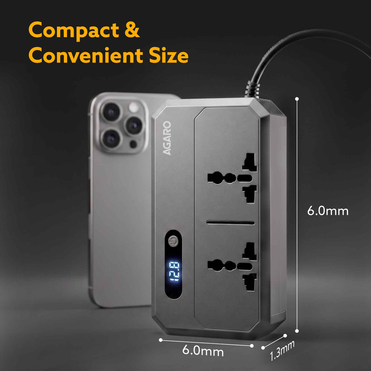 Elite 200W Car Power Inverter, 7-in-1 Converter with PD36W Type-C, QC3.0 30W USB-A, 2 AC Outlets, Car Outlet, Master Switch & LCD Display for Laptops & Phones