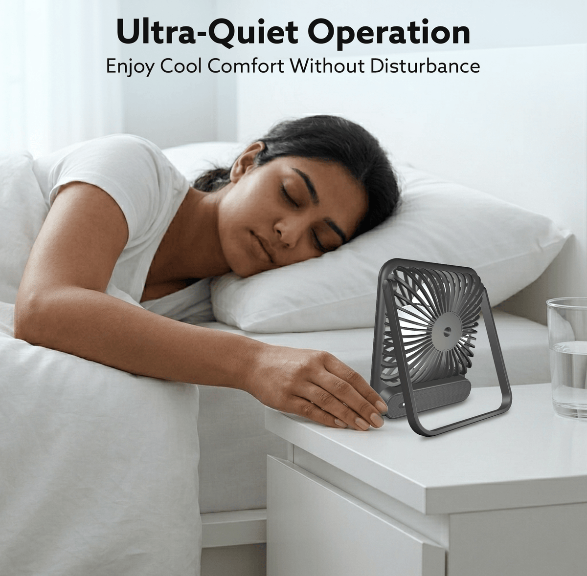 Primo Rechargeable Portable Desk Fan, Mini Fan with USB Type-C, 3 Speeds, Foldable Adjustable Stand, Long-Lasting Battery, Quiet Personal Cooling for Home, Office & Travel