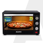Marvel Oven Toaster Griller, 25 Litres, Motorised Rotisserie, Adjustable Temperature, 5 Heating Modes & Timer, CakeBaking, Roasting,Grilling,OTG (Black)