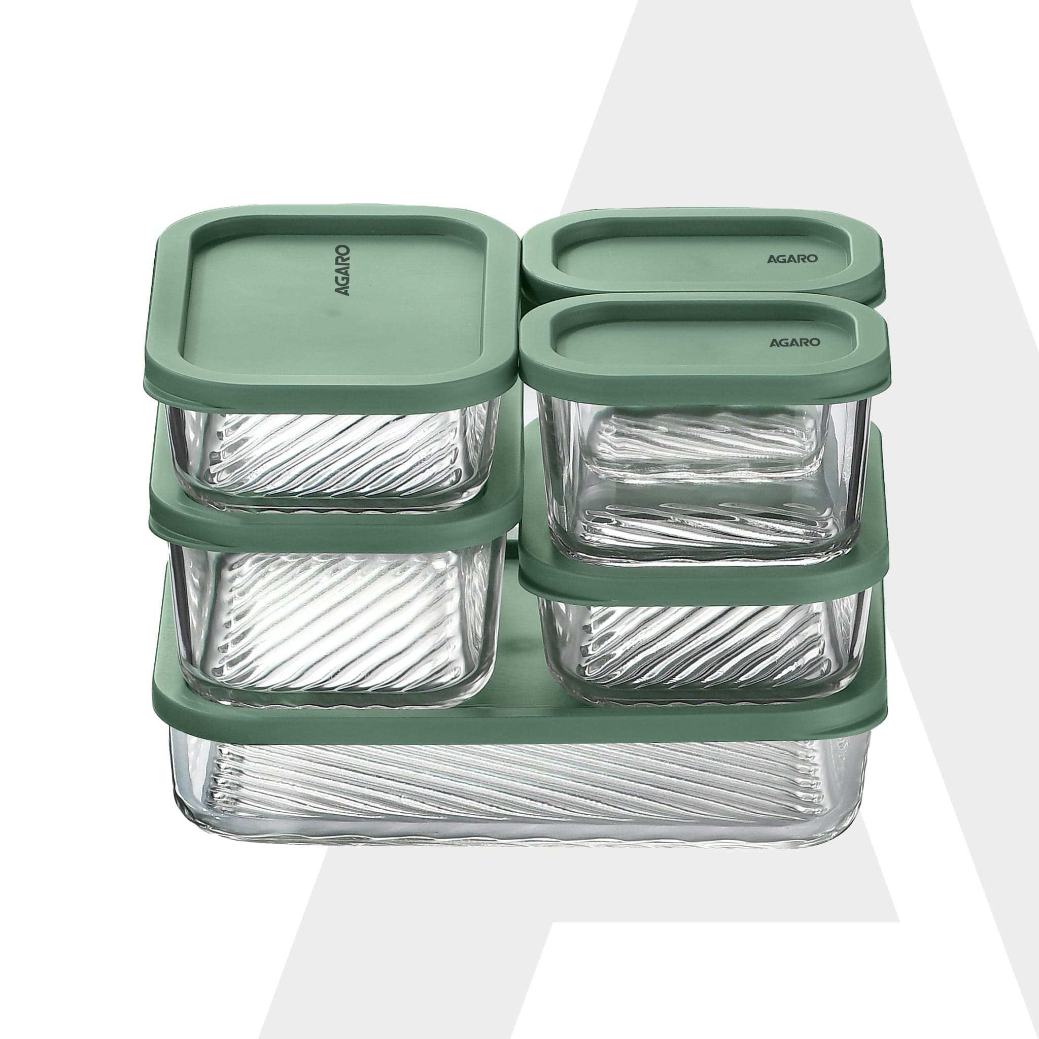 Elite Borosilicate Glass Container 6 Pcs Set, Fridge Stackable Storage Organizer, 310ml x2, 520ml x2, 750ml, 1200ml, Microwave Safe, BPA Free Kitchen Boxes, Store Cooked Food, Fruits, Snacks