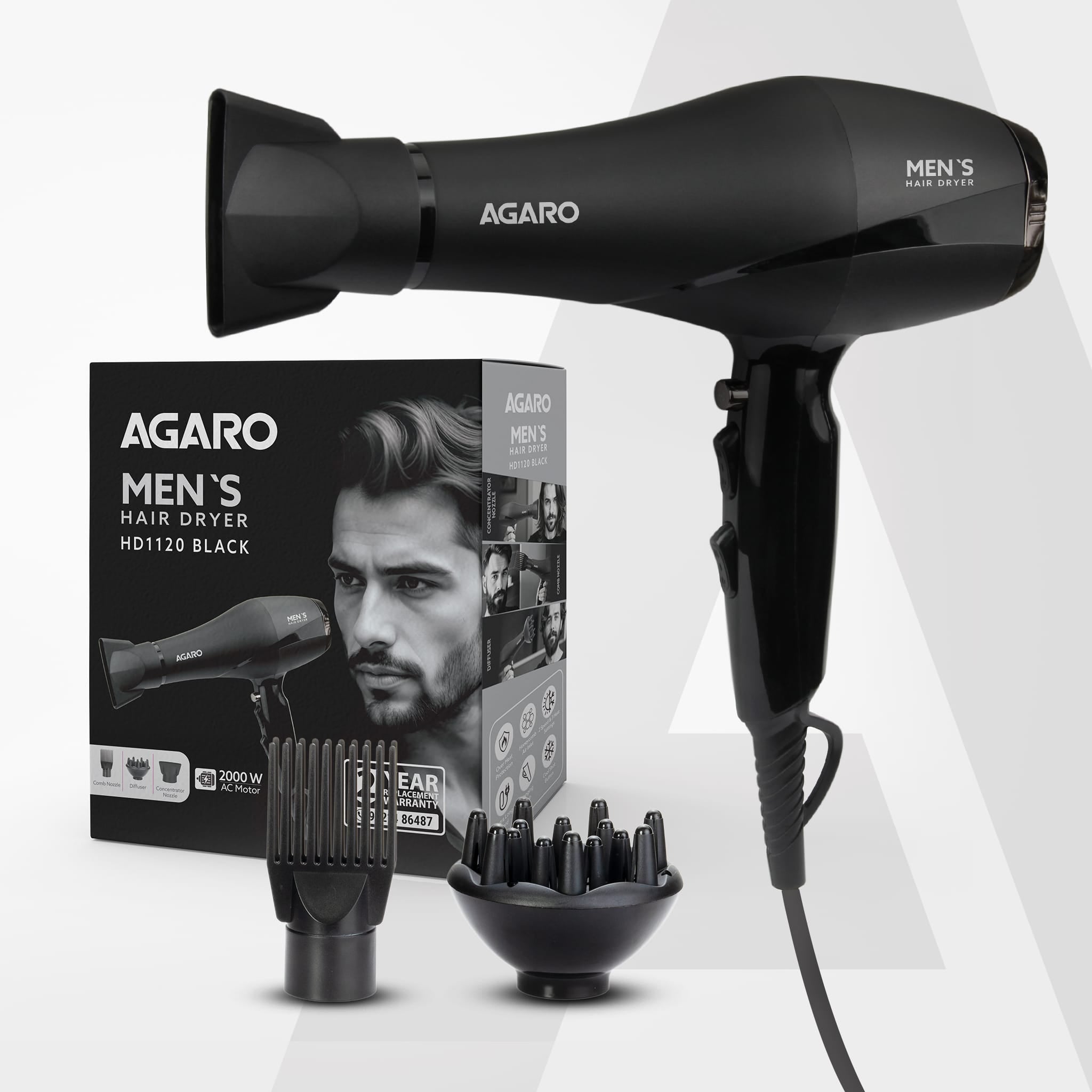 AGARO 2000W AC Professional Hair Dryer With Comb Concentrator agaro-2000w-ac-professional-hair-dryer-with-comb-concentrator