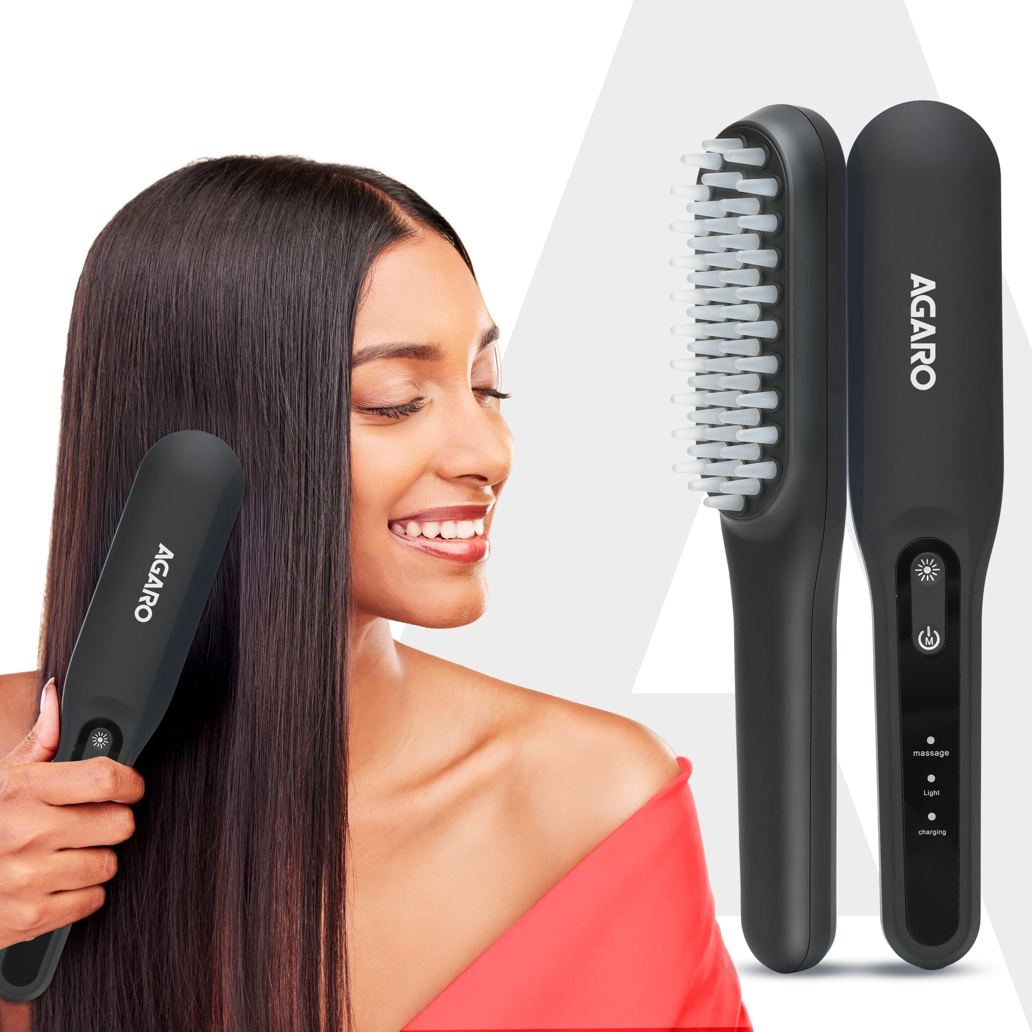 Rechargeable LED Hair Therapy Comb – Red & Blue Light with Vibration Massage | Boosts Growth, Reduces Hair Fall & Revives Scalp Health | Upto 120 Min Runtime, Unisex, Grey