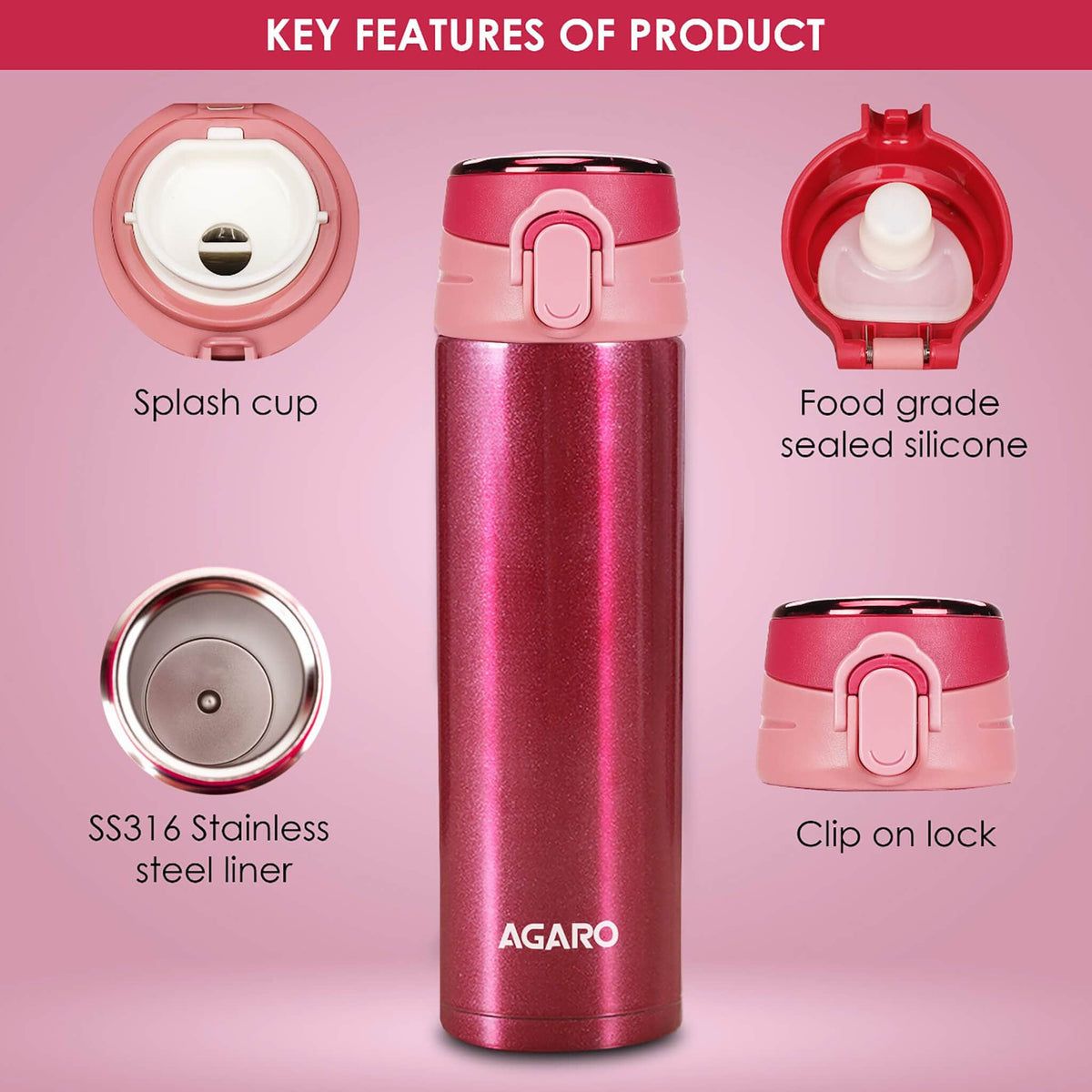 Galaxy Stainless Steel Vacuum Flask 500ML , Du