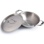 Regency Tri-Ply Steel Kadai, 2.75L Capacity, 26 cm Diameter, Stainless Steel, Riveted  Handle, Food Safe, Gas Oven and Induction Oven Compatible, Cooking, Frying, Serving, Silver