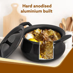 Elite Hard Anodised Handi, 3.5 Litres, Riveted handle, 3 mm Thick Plate, Gas Oven Compatible