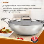 Regency Tri-Ply Steel Kadai, 2.75L Capacity, 26 cm Diameter, Stainless Steel, Riveted  Handle, Food Safe, Gas Oven and Induction Oven Compatible, Cooking, Frying, Serving, Silver